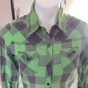 Fox Girls Button down flannel shirt size M